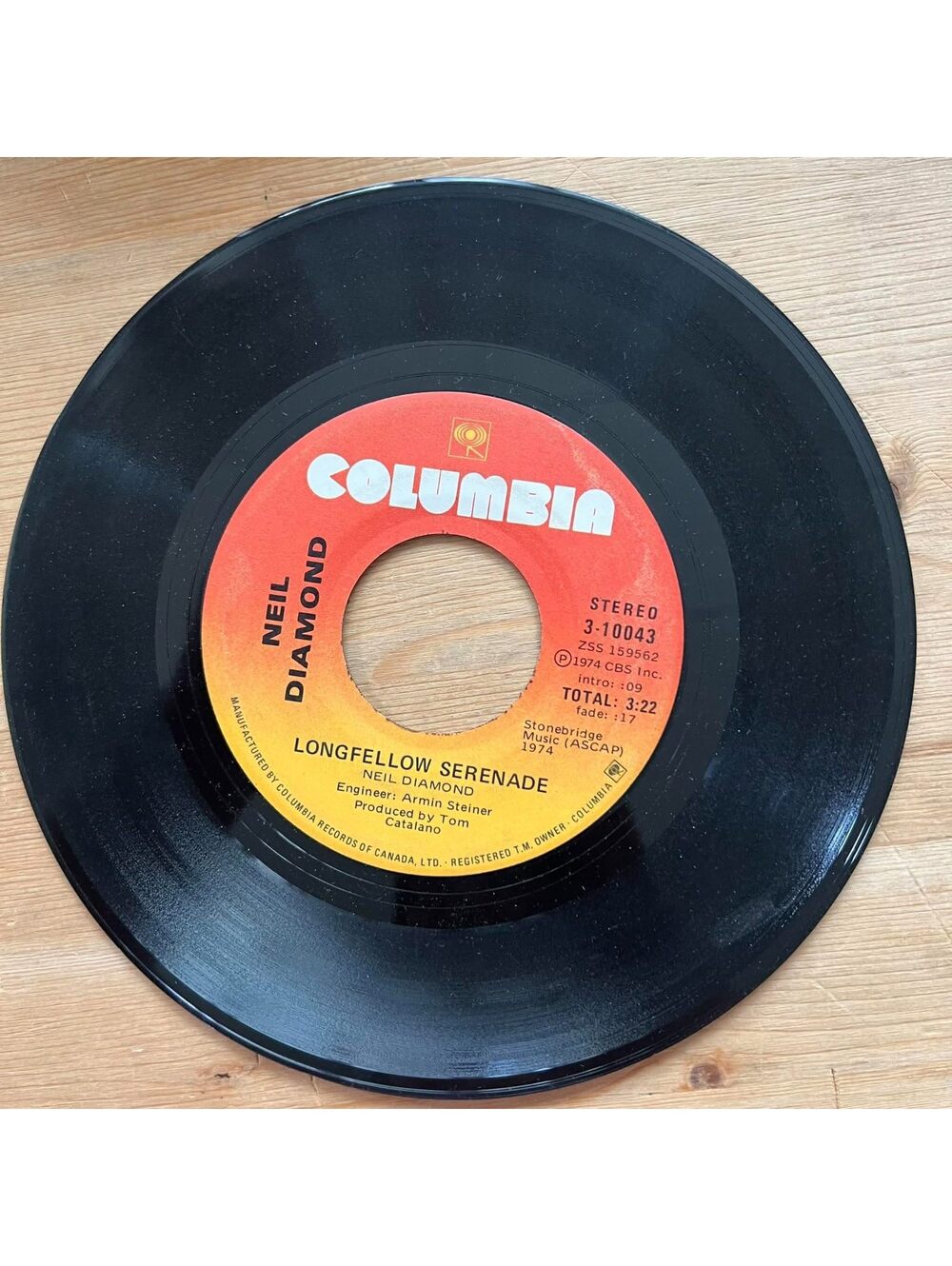 Neil Diamond - Longfellow Serenade/Rosemary's Wine 45rpm VG+ R20